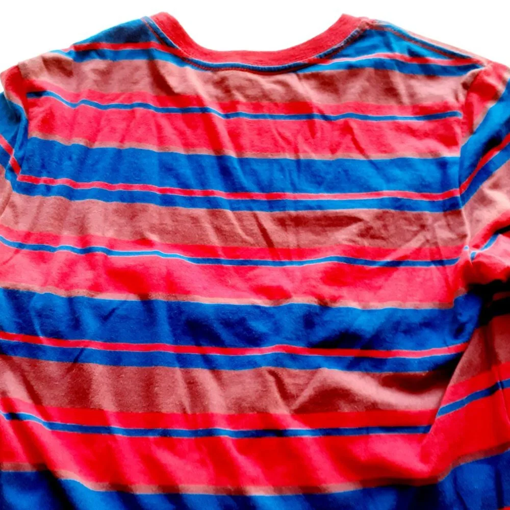 Sonoma Boys T-Shirt Red Blue Stripe Long Sleeve Size Large
